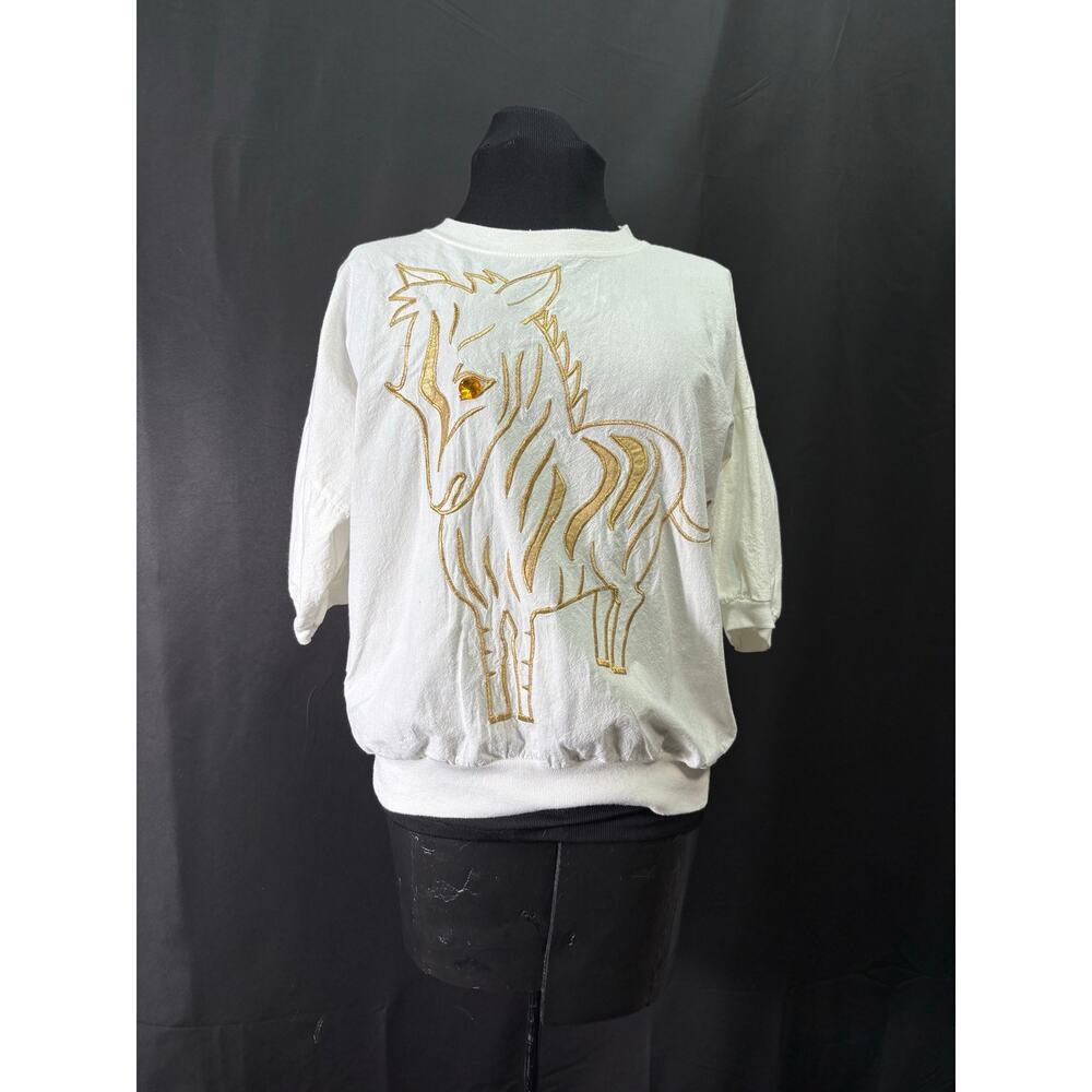 Vintage Blouse, Gold Zebra Lightweight Cotton Short Sleeve Top Bordeaux Small